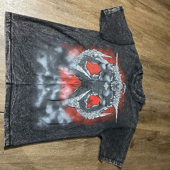Vintage DC Superman Doomsday Reversible Gray Acid Wash T-Shirt Mens Size Medium - Picture 4 of 7